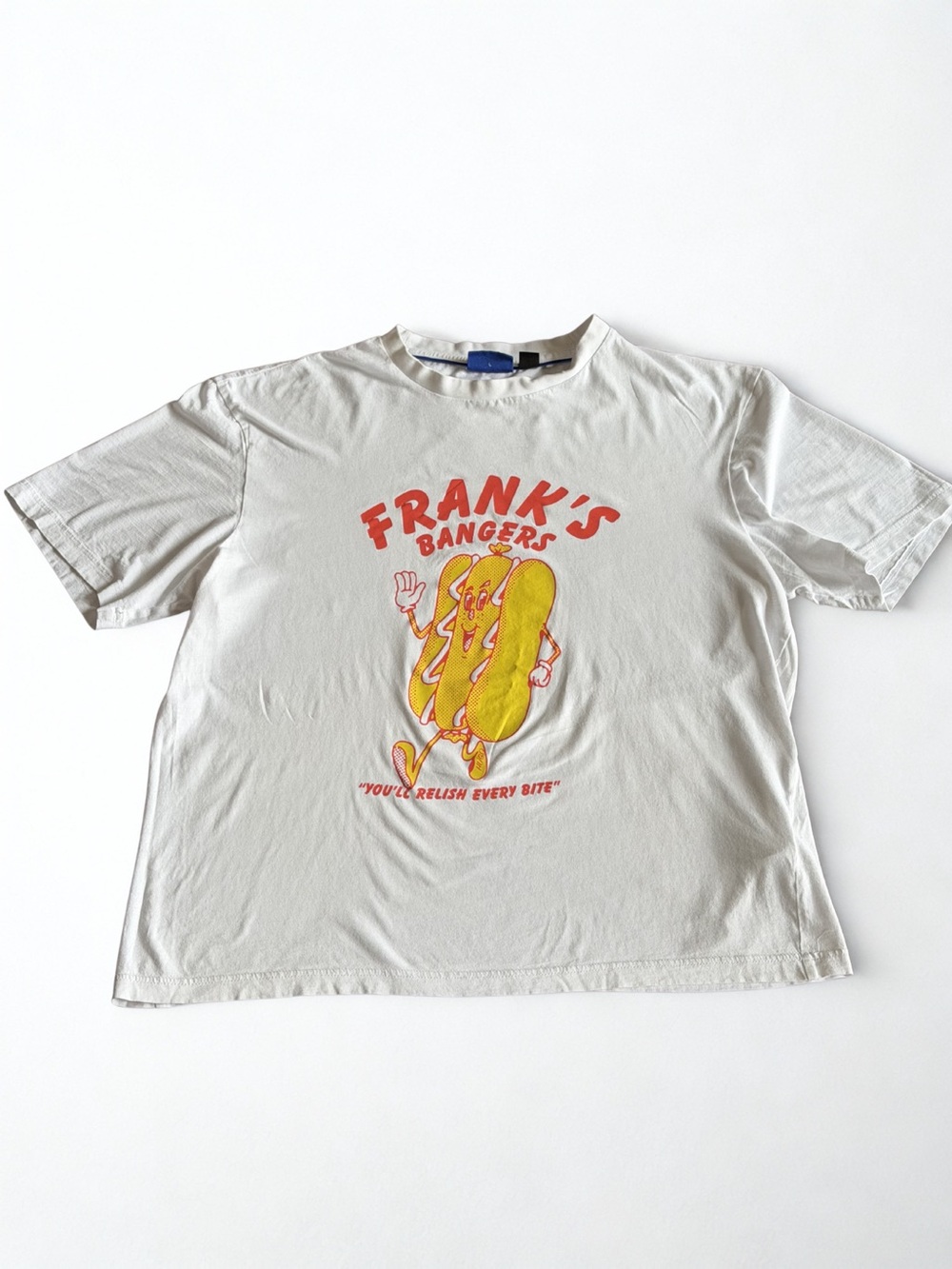 HUGO White Tee with Blue Logo Tag